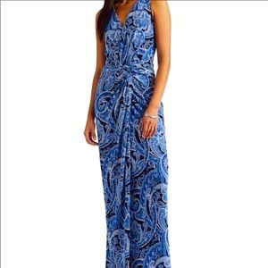 Ralph Lauren Navy Blue Paisley Maxi Dress